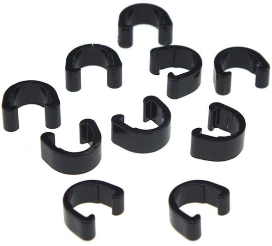 Clicchi C in metallo nero 10 pezzi - U-clicchi - Contenitore per cavi - Guide per cavi derailleur - Legero in alluminio di alta qualità - Clicchi per bicicletta