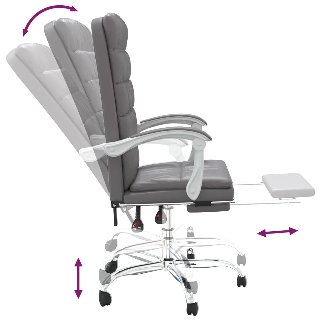 Poltrona | Sedia Relax da Ufficio Reclinabile Grigia in Similpelle