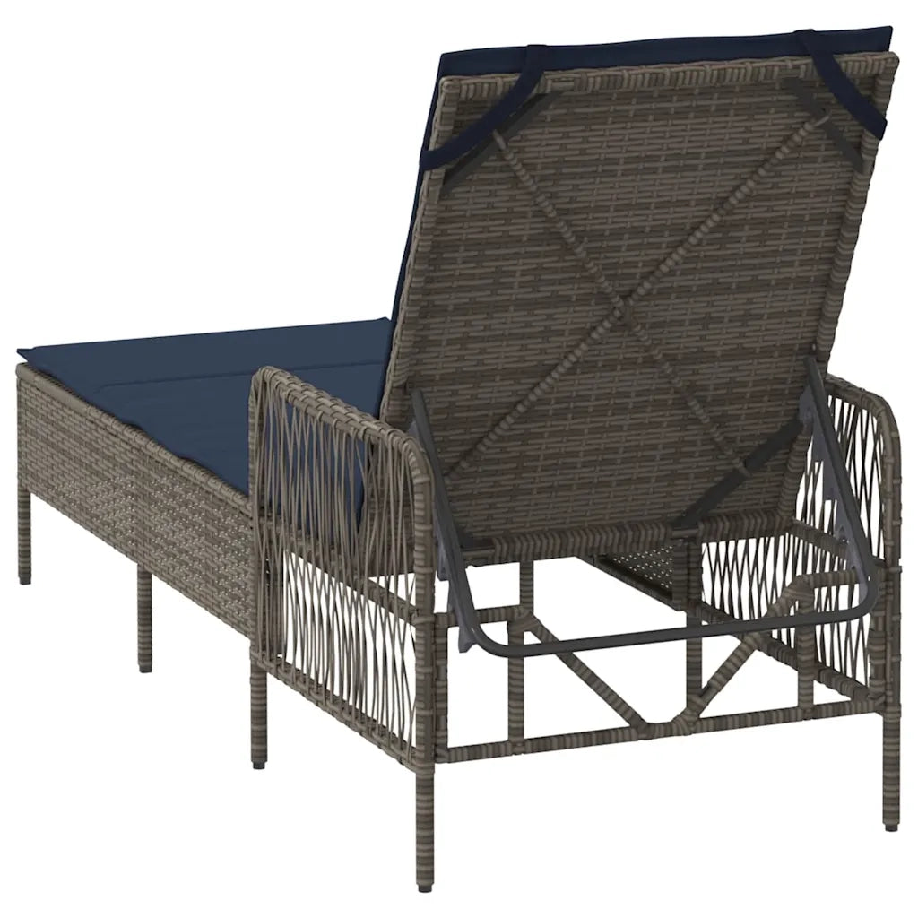 Lettino da sole Grigio e Blu Navy 200 x 55 x 92 cm polyrattan 365431