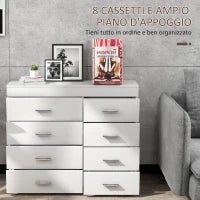 Mobile con Cassetti Cassettiera in Legno per Camera, Cucina, Bagno 90×35×73cm Bianca