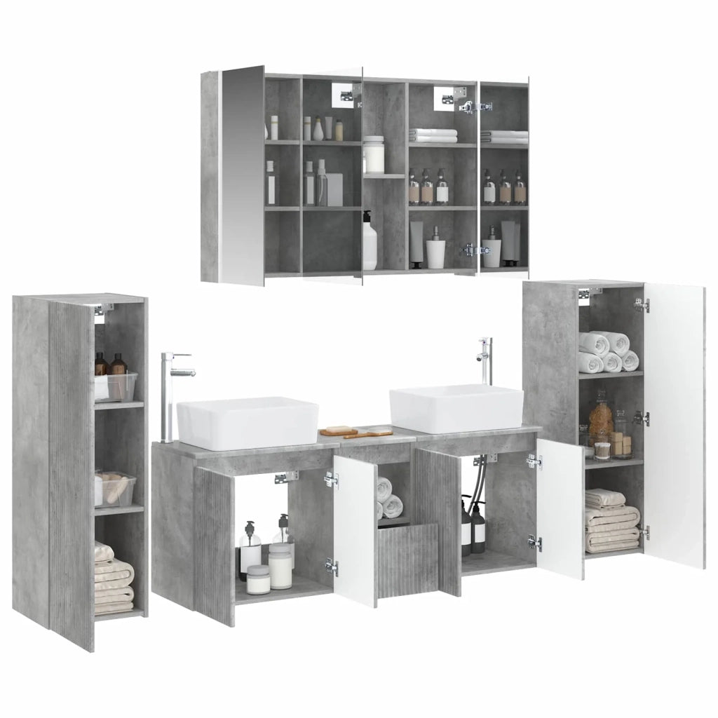 Set di mobili per il bagno 6 pcs Grigio Cemento 3407170