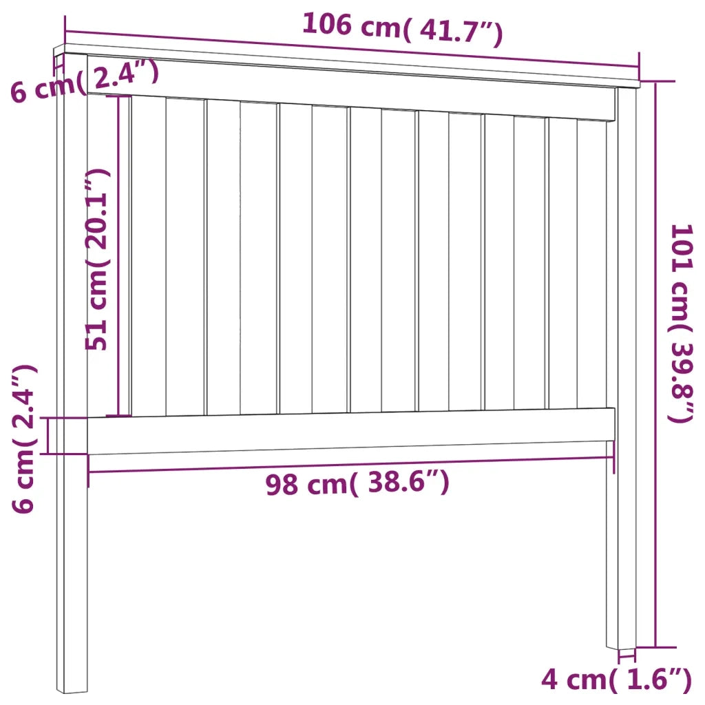 Testiera per Letto 106x6x101 cm in Legno Massello di Pino 818505