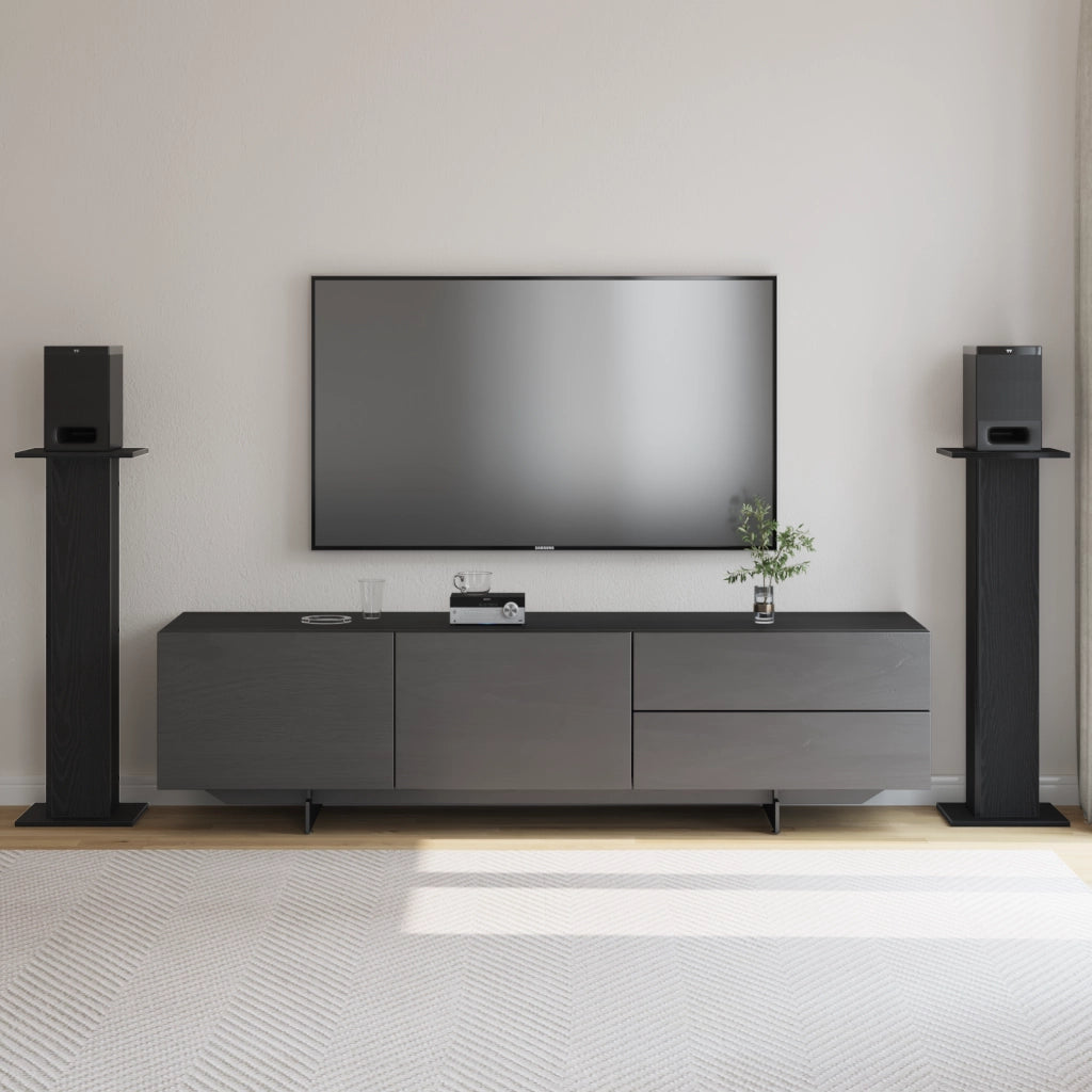 Supporti per altoparlanti 2 pz Rovere Nero 30x30x95 cm in legno ingegnerizzato