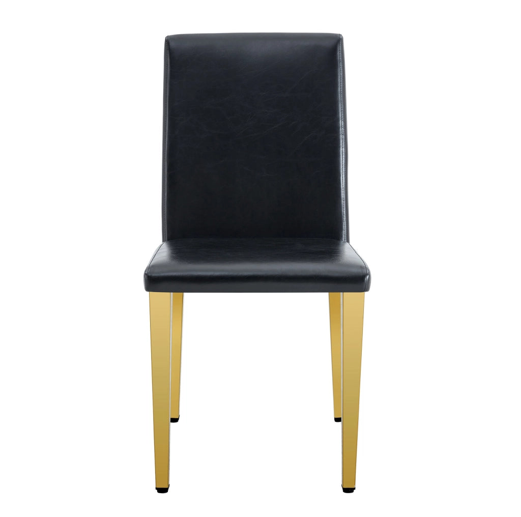 Set di 2 sedie da pranzo nere e oro in PU e metallo