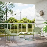 Salotto da Esterno in Rattan PE con Divanetto, 2 Poltroncine e Tavolino con Piano in Vetro, Verde