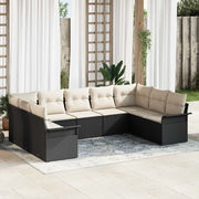 Set Divano da Giardino con cuscino Nero polyrattan 3345517