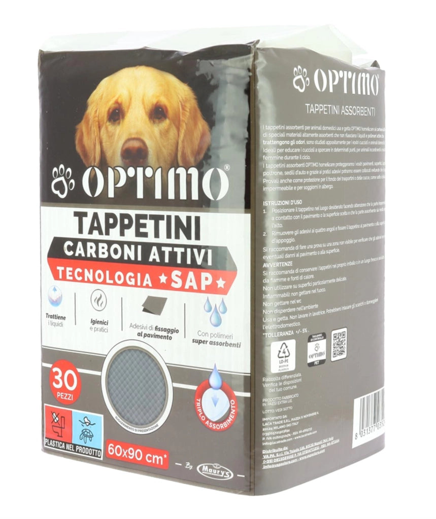 OPTIMO PET TAPPETINO 60X90 CM IN CONFEZIONE DA 30PZ CON CARBONI ATTIVI