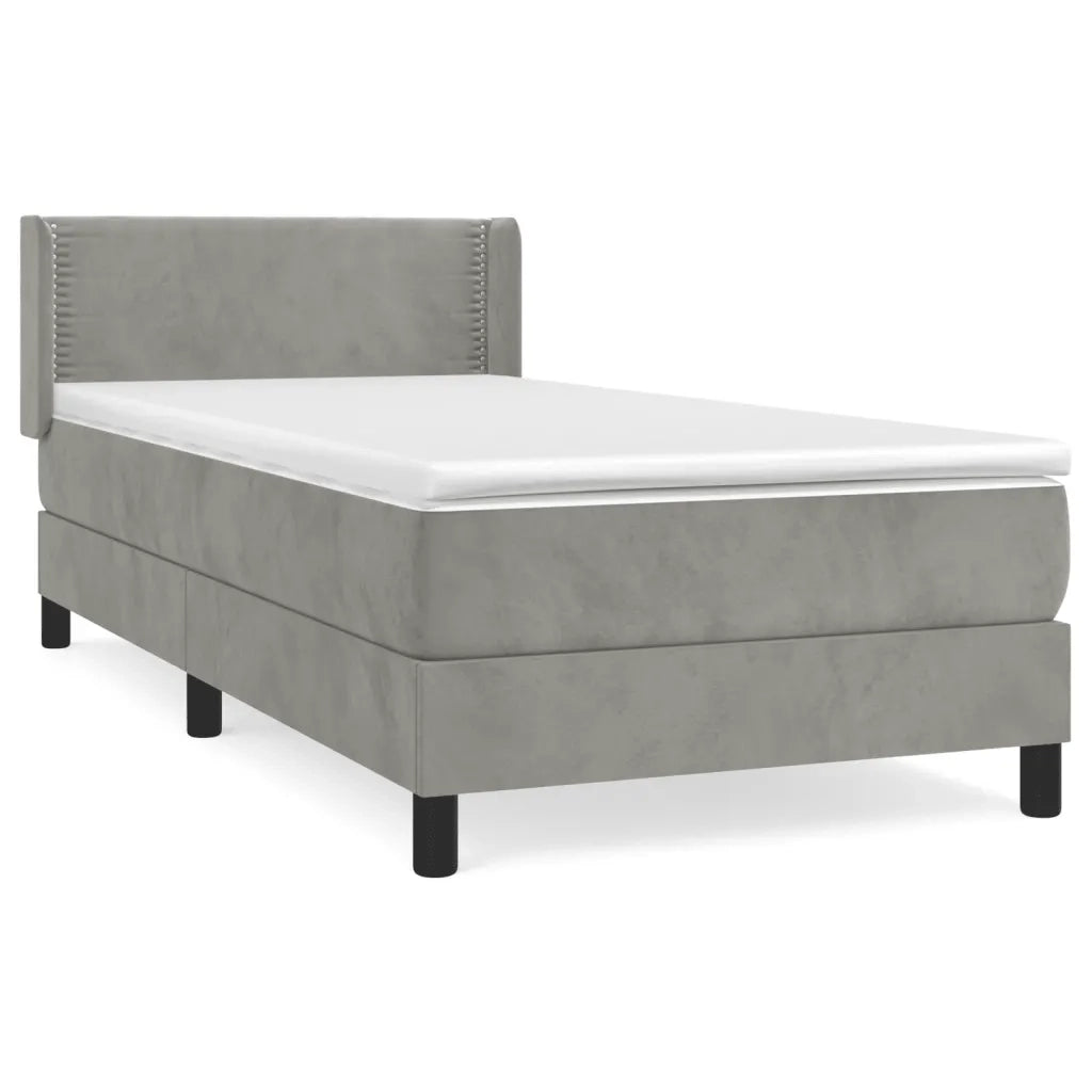 Giroletto a Molle con Materasso Grigio Chiaro 90x190 cm Vellutocod mxl 74528