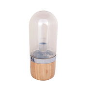 Lampada da tavolo Janus in vetro champagne e legno