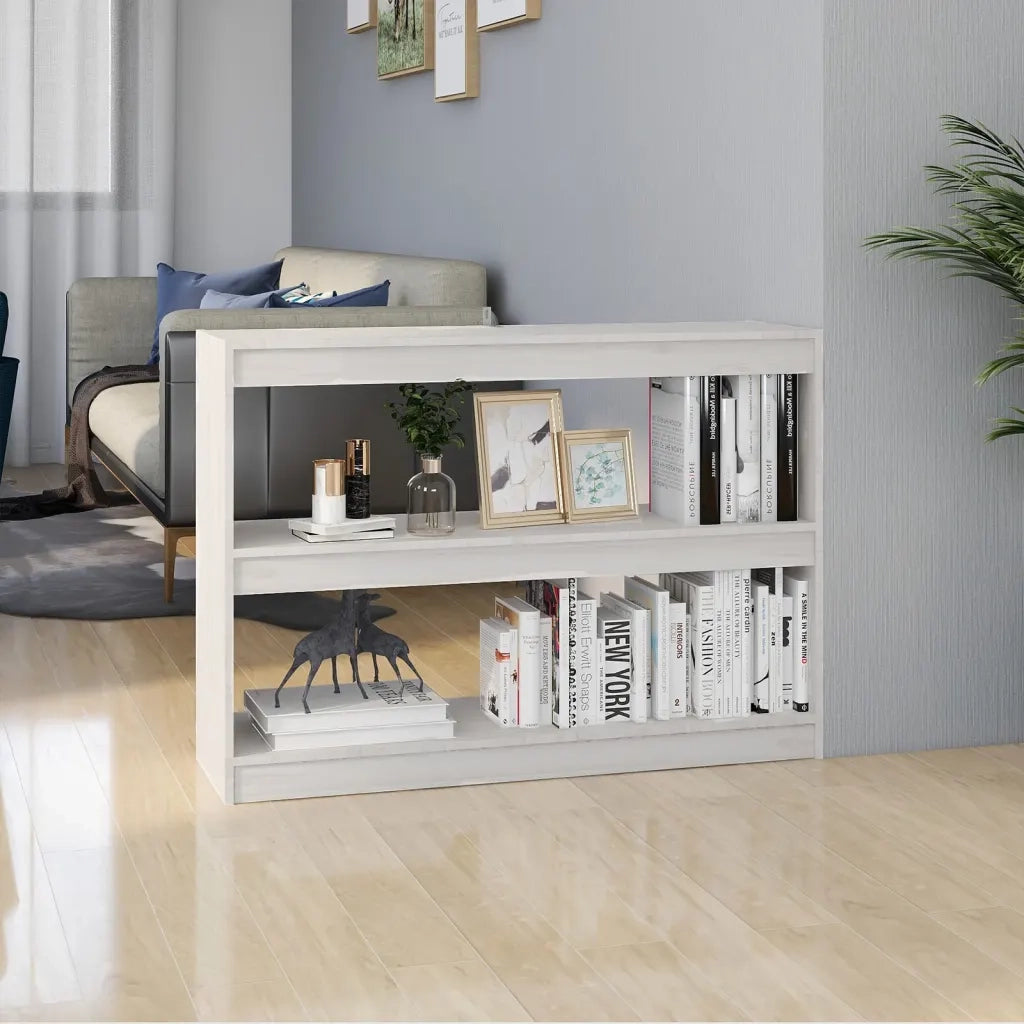 Libreria/Divisorio Bianco 100x30x71,5 cm Legno Massello di Pino 808209