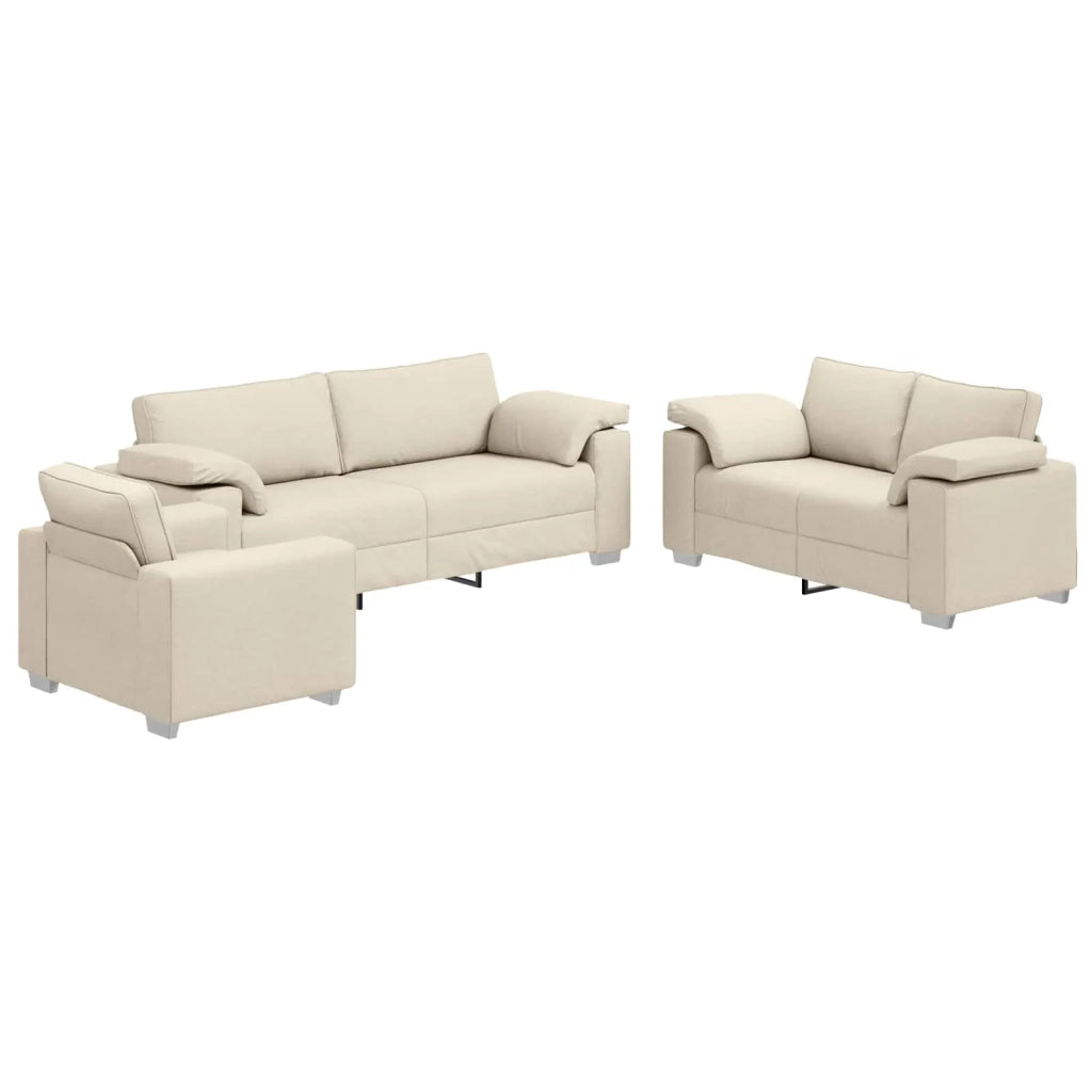 Divano 3 pcs Beige 219 x 80 x 82 cm Tessuto misto lino 3324607