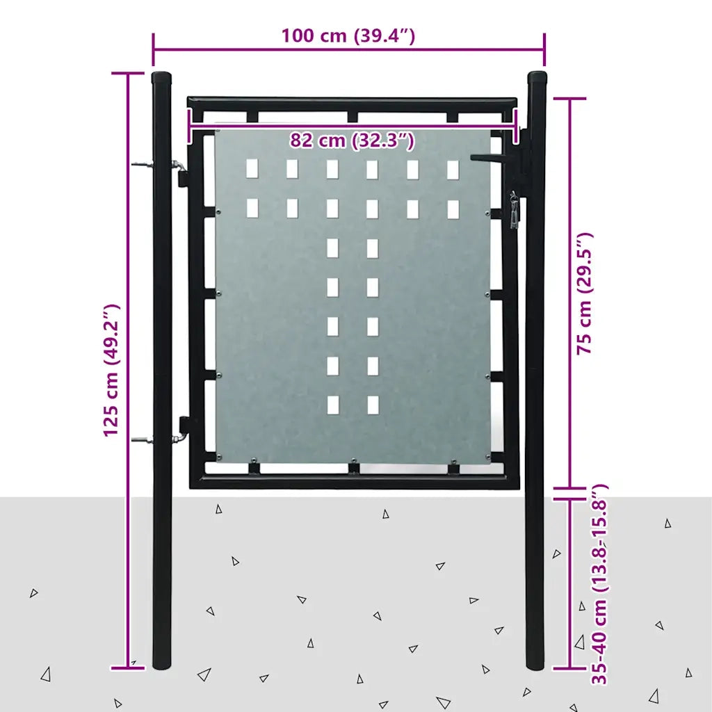 Cancello per Recinzione a una Porta Nero 100x75 cm CFW6987819