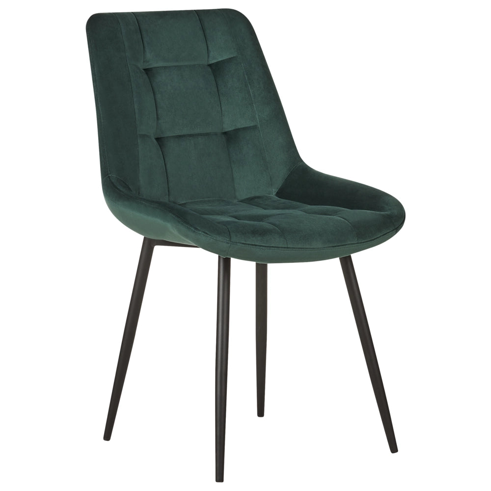 Set di 2 sedie da pranzo in velluto verde scuro gambe in acciaio Nero sedie moderne imbottite