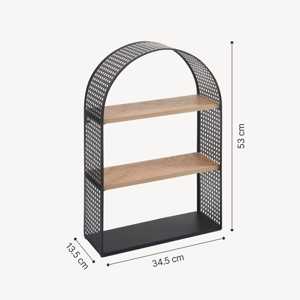 Scaffale da Parete Jäller Design Arcuato Traforato 53x35x14 cm Nero [en.casa]