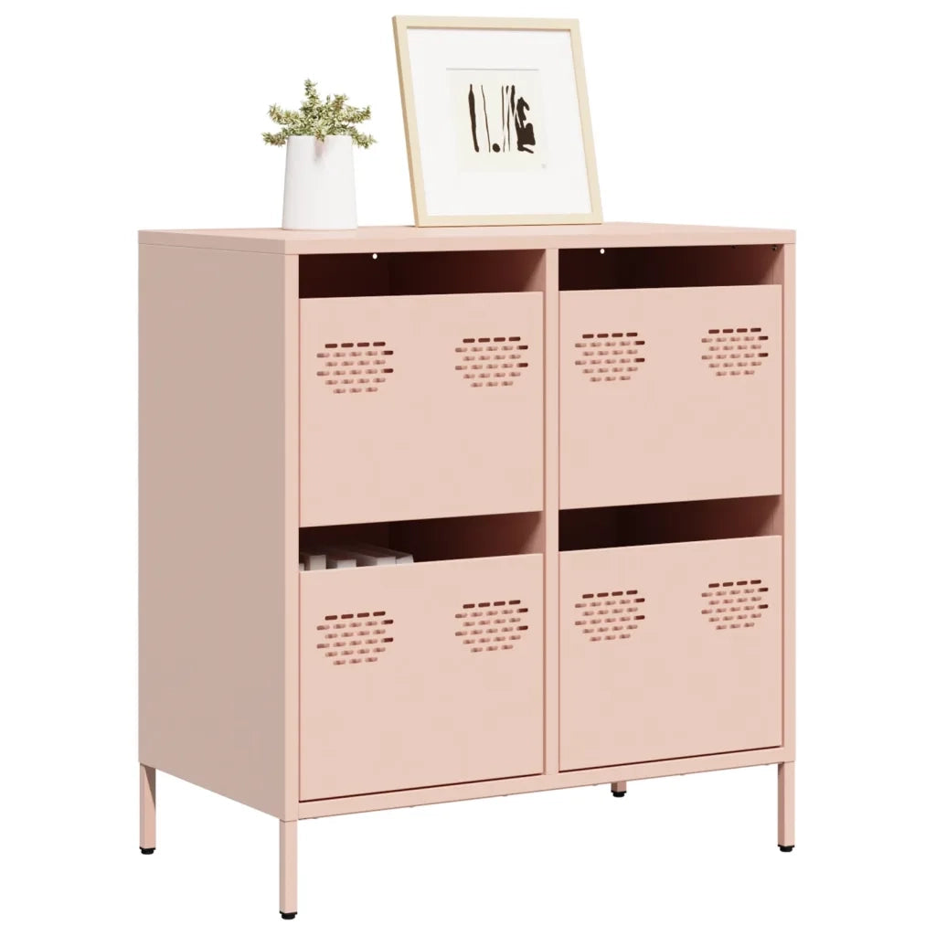 Credenza Rosa 68x39x73,5 cm in Acciaio Laminato a Freddo
