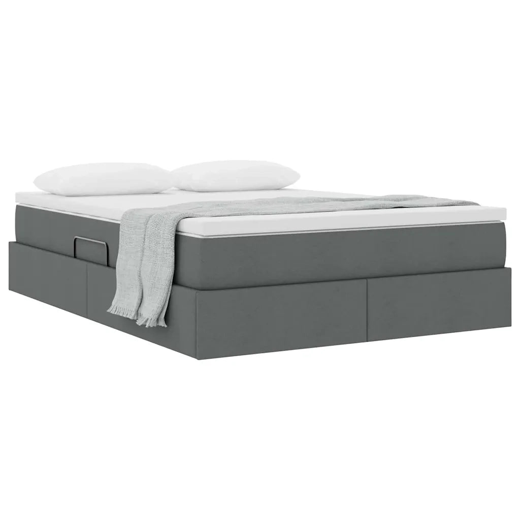 Letto con contenitore e materasso Grigio scuro 140 x 190 cm
