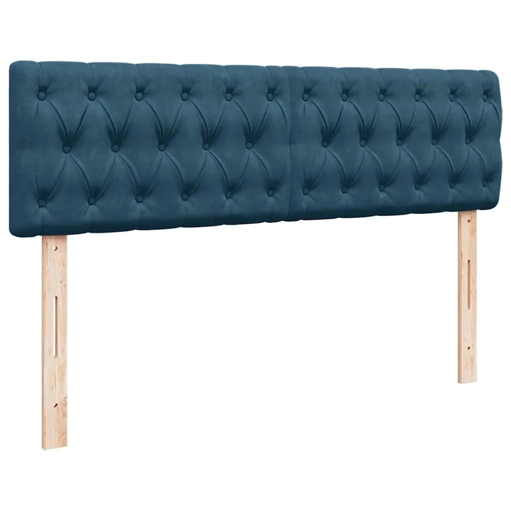 Struttura Letto Pouf con Materasso Blu 140x200cm in Velluto 3311853