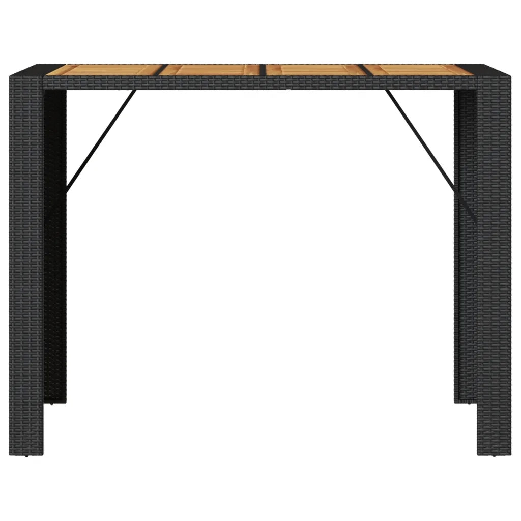 Tavolo Bar da Giardino Piano in Acacia 145x80x110 cm Polyrattan 368698
