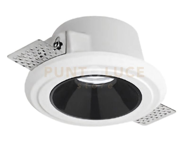 GFA643- FARETTO DA INCASSO D.7,7-12CM IN GESSO NERO LUCIDO 1 LUCE ATTACCO GU10