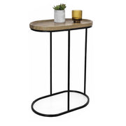 TAVOLINO CON STRUTTURA IN METALLO NERO E TOP IN MDF EFFETTO LEGNO SCURO MISURE: 46X30X60CM
