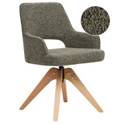Sedia da pranzo girevole con schienale curvo tessuto boucle verde stile scandinavo