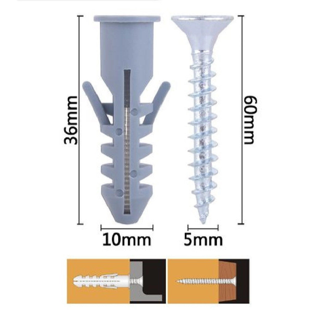 Trade Shop - Set 6 Pz Viti Vite Croce 5x60mm + Tasselli Con Alette Tassello M10 Fischer 57570 -