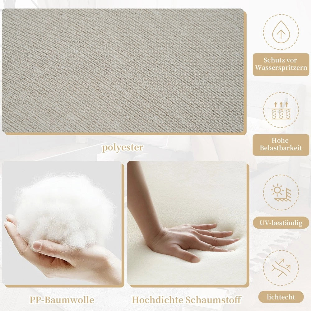 Set Divano da Giardino Angolare con Tavolini ¨C Xylo ¨C Beige, Acciaio Zincato