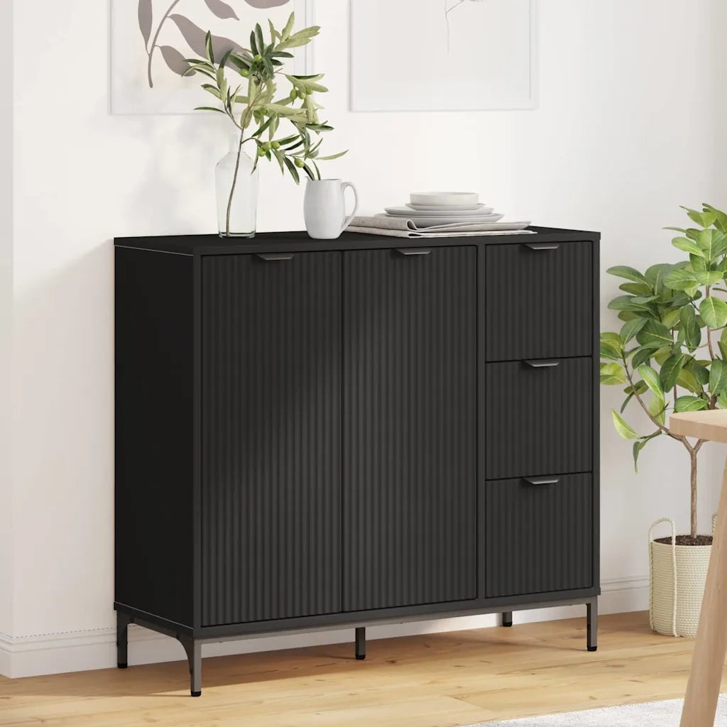 Credenza con Cassetto-Buffet-Armadio da cucina Nero 89.5 x 33 x 82 cm Legno multistrato