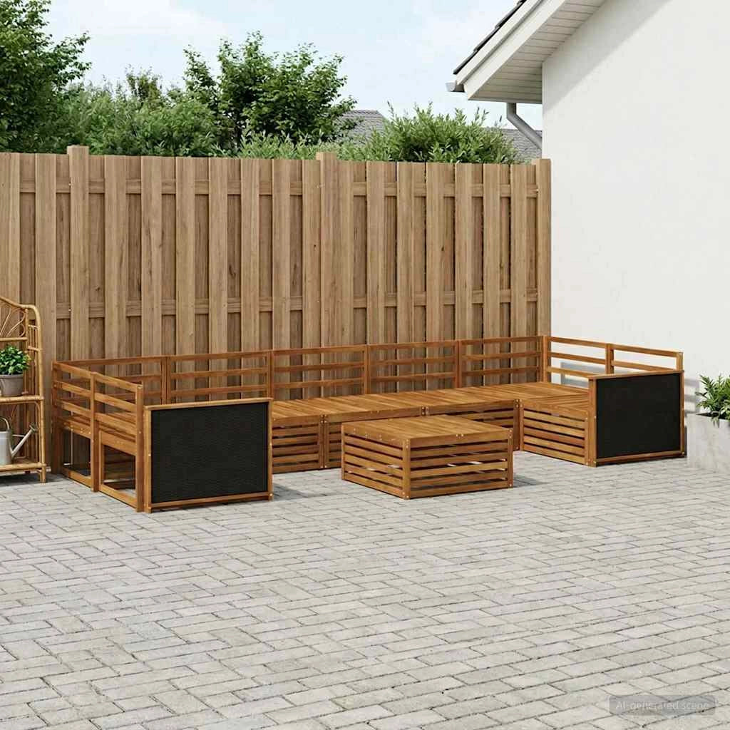 Set di divani da esterno 8 pz Naturale Legno di Acacia Massello 3383132
