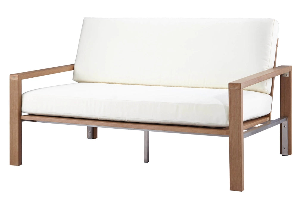 Set Salotto da Giardino in Acciaio e Sumpar Wood Divano 2 Poltrone e Tavolino Kraus Donatello