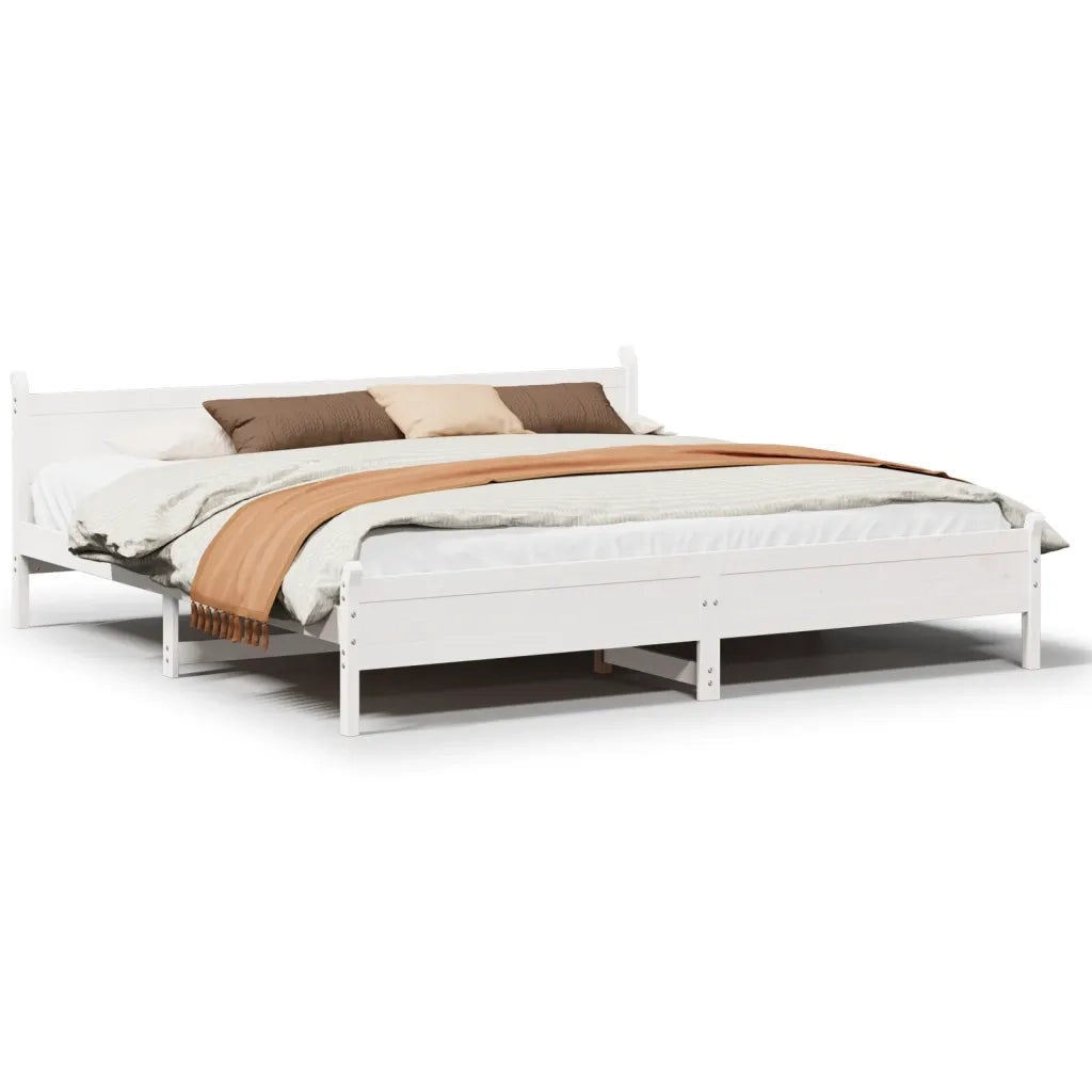 Letto senza Materasso Bianco 180x200 cm Legno Massello di Pino 855583