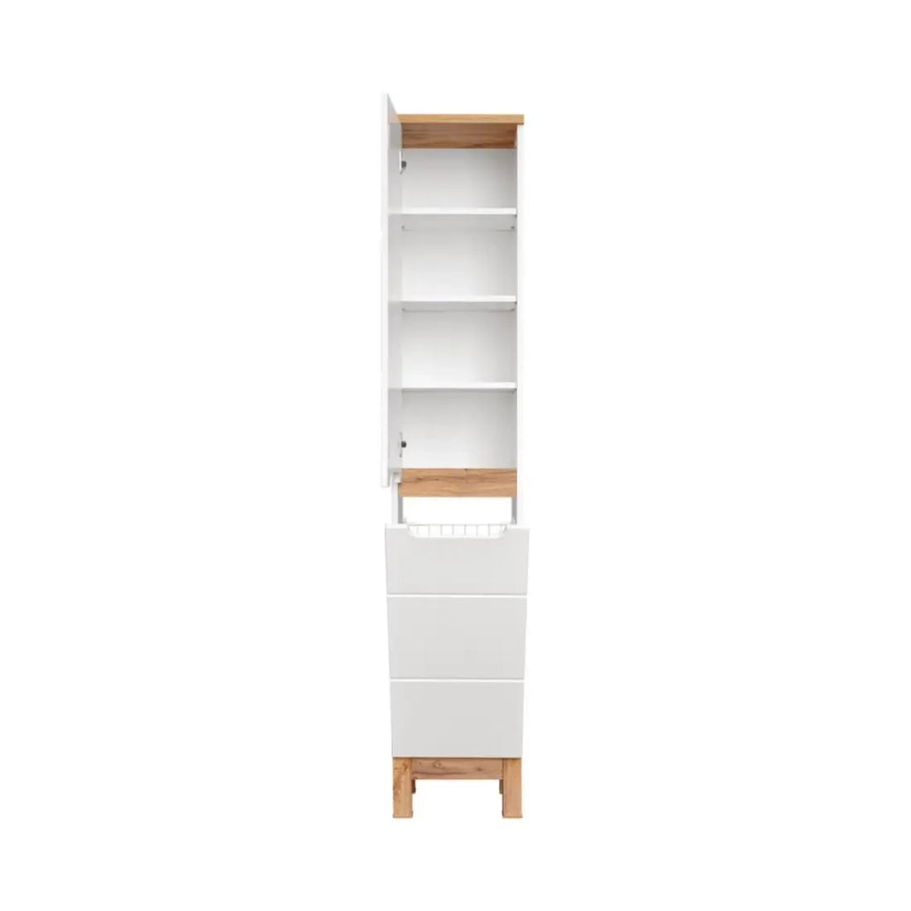 Set da bagno ERMANO: mobile sottolavabo 80cm + lavabo da incasso + sifone + colonna con cesto per la biancheria