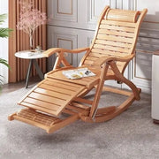 Sedia da giardino pieghevole - Sedia a dondolo - Regolabile in 5 posizioni di riposo - Con supporto per le gambe - Bambù - Capacità massima di carico 200 kg - 95x54 cm