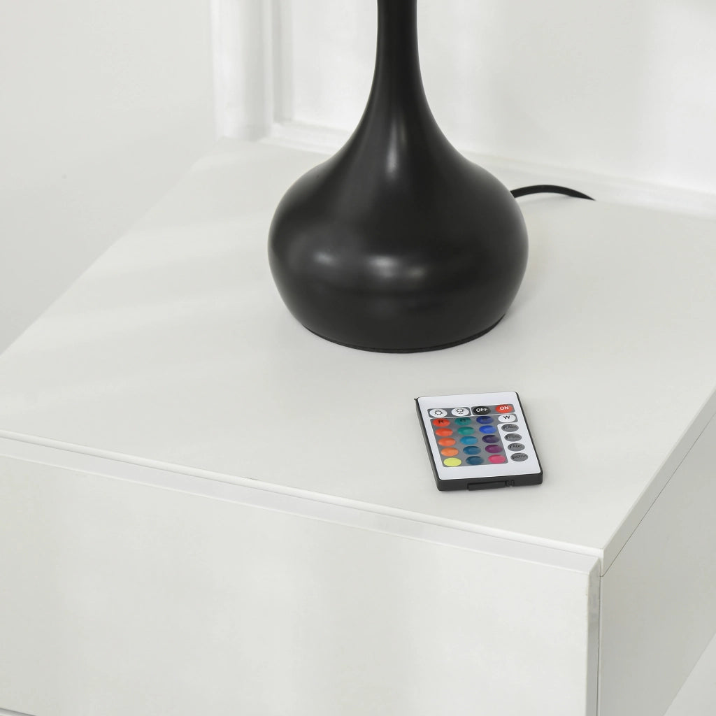 Easycomfort Comodino Moderno con 16 Luci LED RGB, Telecomando e Due Cassetti in Truciolato, 70x37x38cm, Bianco