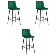 Sgabelli da bar Valora TEOTO in velluto verde scuro con gambe in acciaio nero x3