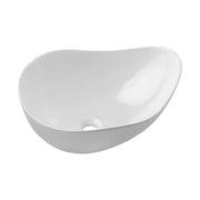 Lavabo da appoggio asimmetrico 51x39 cm in ceramica bianca lucida