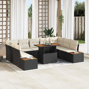 Set da Pranzo per Giardino con cuscino 10 pcs Nero e Beige 3350099
