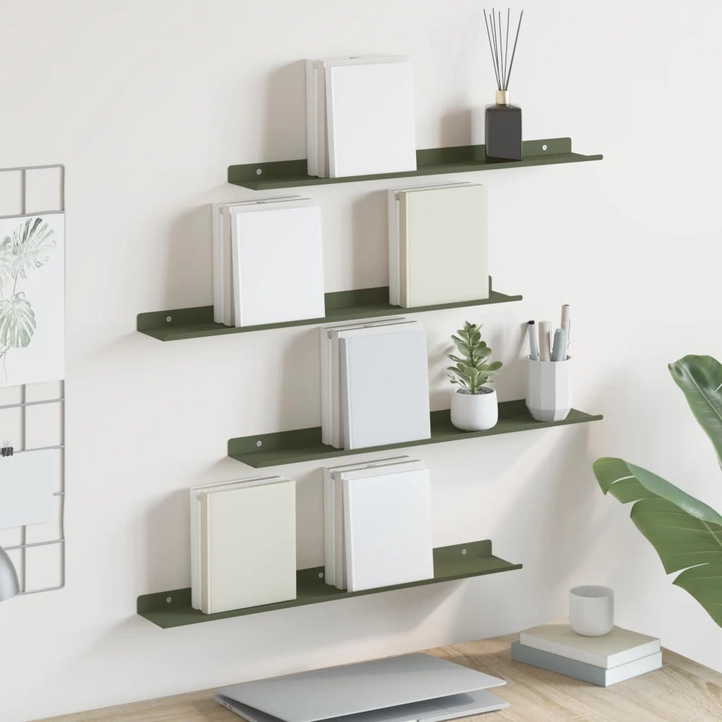 Mensola sospesa 4 pcs Verde oliva 60 x 8,5 x 2,5 cm Acciaio