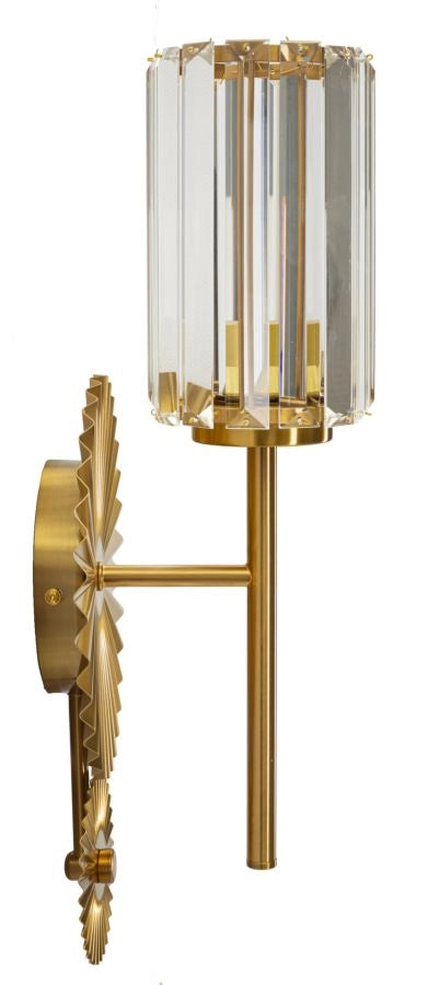 Lampada da Muro Tirana 20x17x47 cm in Ferro e Vetro Oro e Trasparente