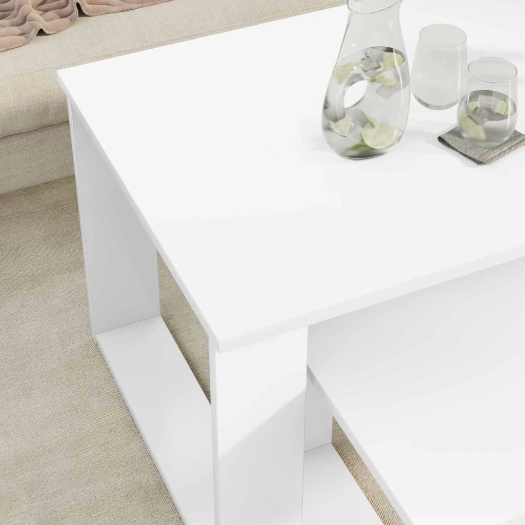 Set di Tavolini da Caffè 2 pcs Bianco Legno multistrato