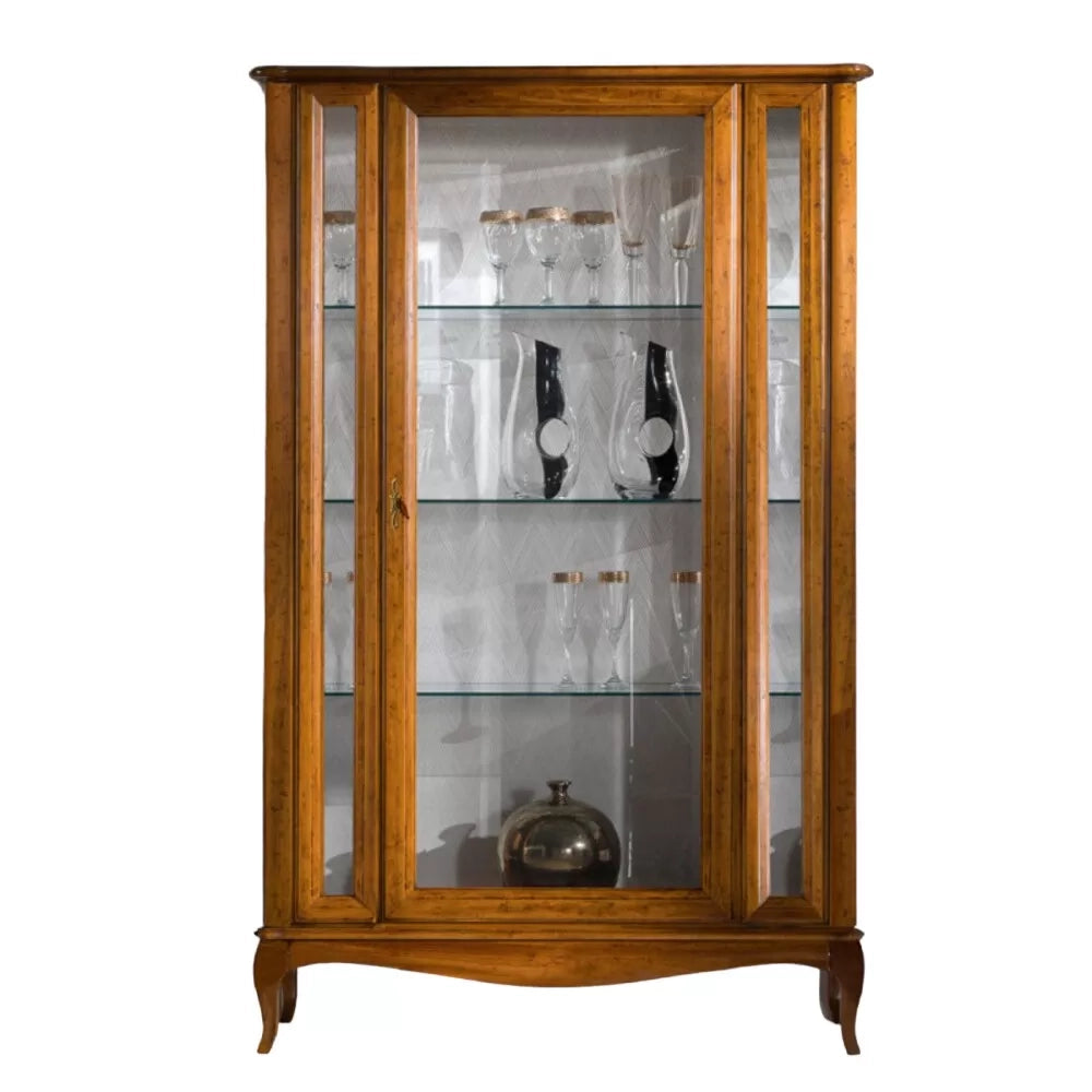 Vetrina classica in legno 1 porta finitura bassano l.111 p.44 h.190 - Mobili 2G