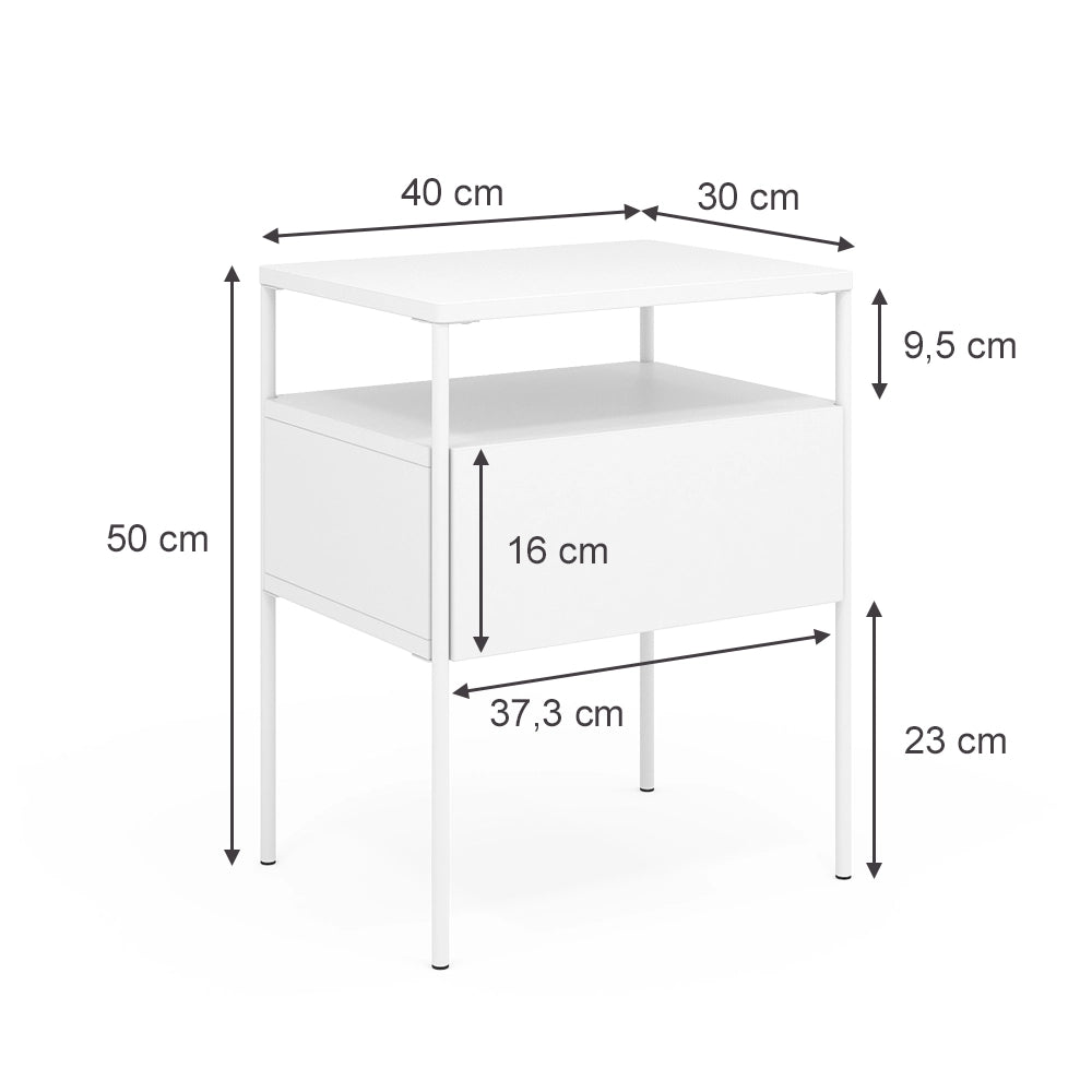 Vicco Comodino camera da letto Bianco 40 x 50 cm