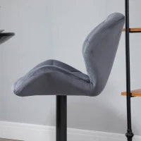 Set 2 Sgabelli da Bar con Altezza Regolabile Base in Metallo Seduta in Velluto, Sgabelli Cucina Alti Girevole con Schienale e Poggiapiedi, 51.5x57.5x93-114.5cm, Grigio
