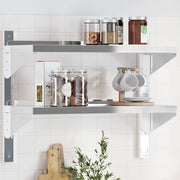 vidaXL Mensola Muro 2 Ripiani 75x30x60cm Argento Acciaio Inossidabile