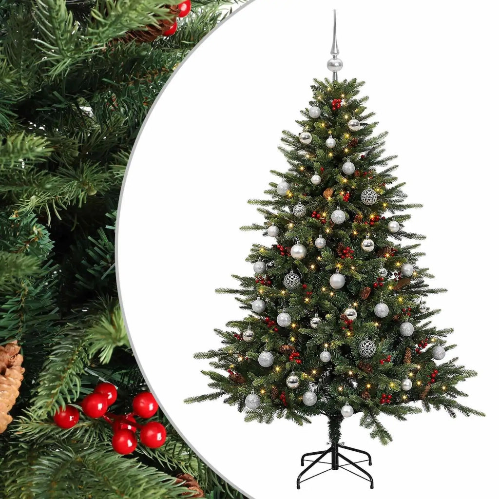 Albero di Natale artificiale con palline 120 cm 150 LED 3465965