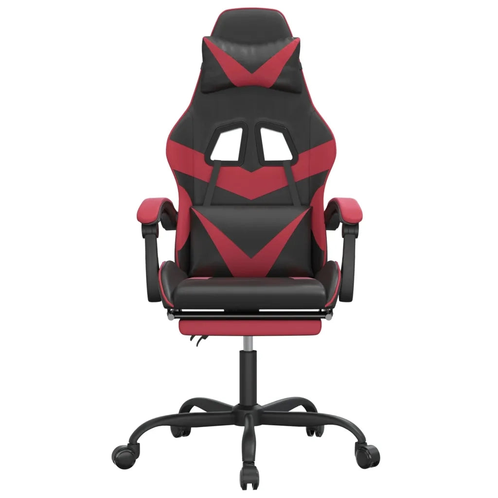 Sedia Gaming Girevole Poggiapiedi Nero e Rosso Vino Similpelle 349562