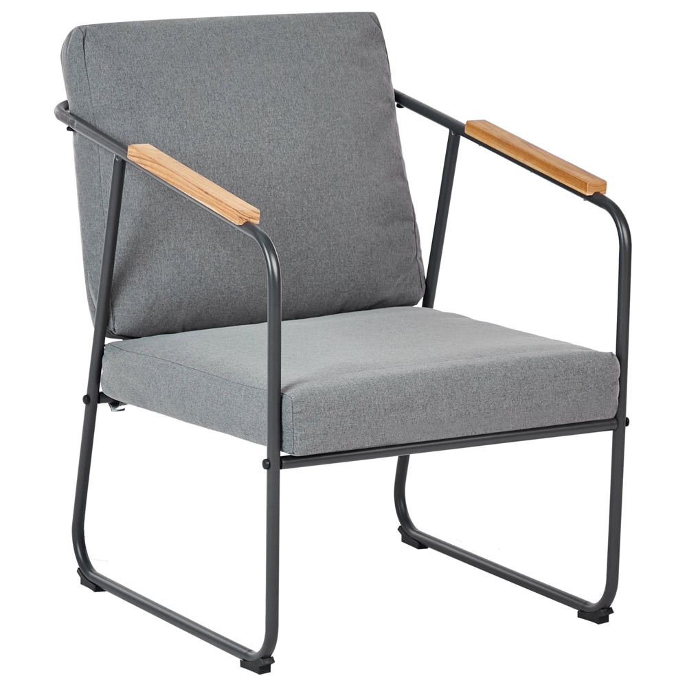 Set da giardino 4 posti in acciaio con tavolo grigio stile industriale