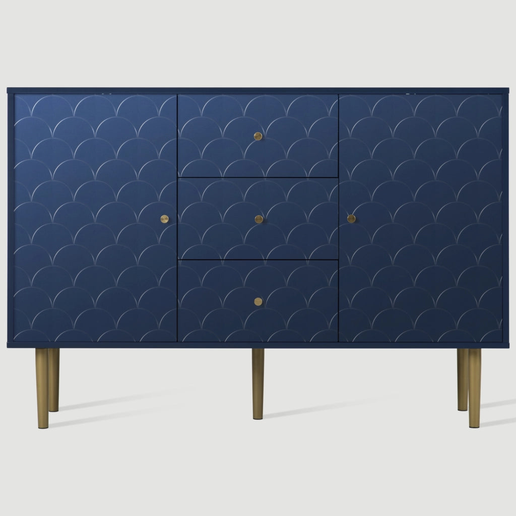 Cassettiera Sideboard con 2 Ante e 3 Cassetti ¨C MINIMAL ¨C Blu Navy, 120x40x83 cm