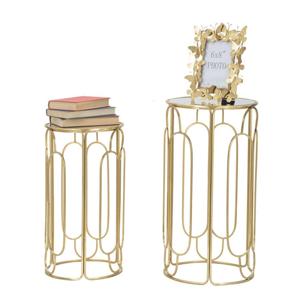 Set di Tavolini VKH555, Oro, Metallo, 36,5x36,5x70 cm