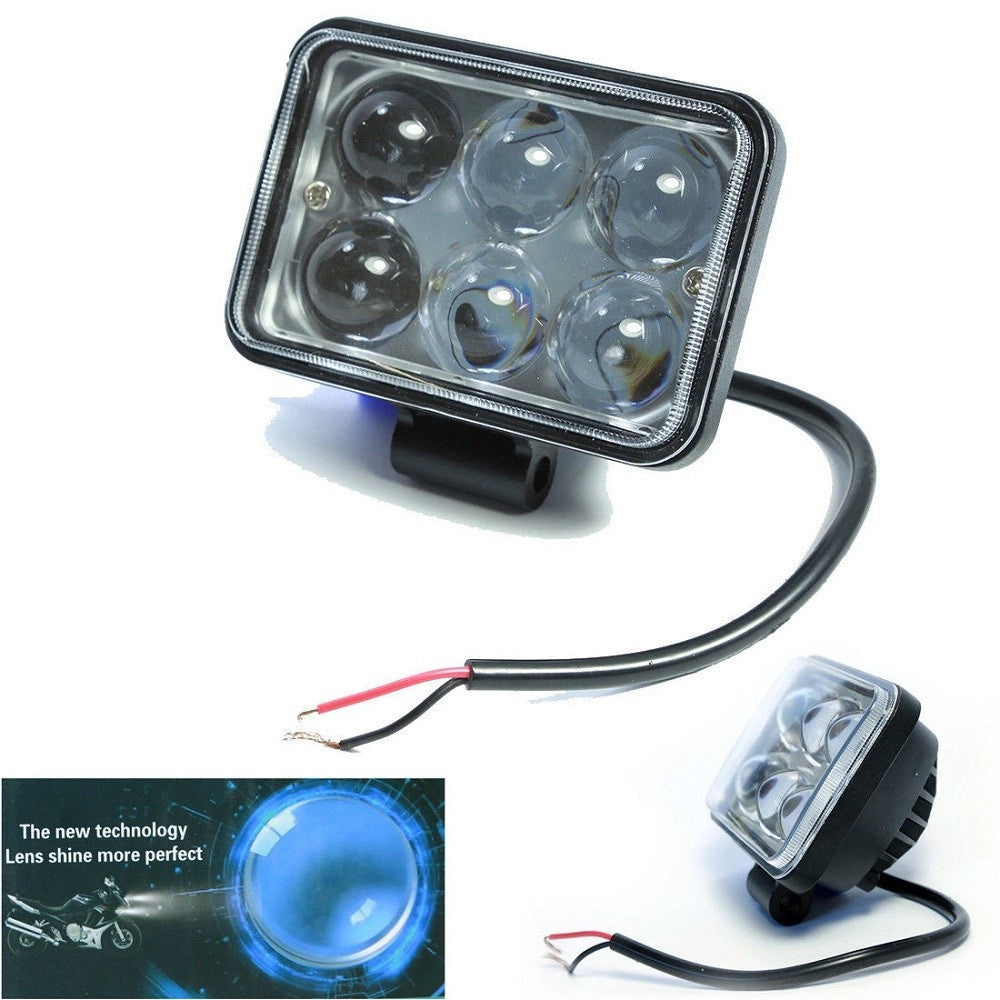 Trade Shop - Faro Lampada Supplementare Profondita' 12v 6 Led Luce Bianca 18w Moto Scooter -